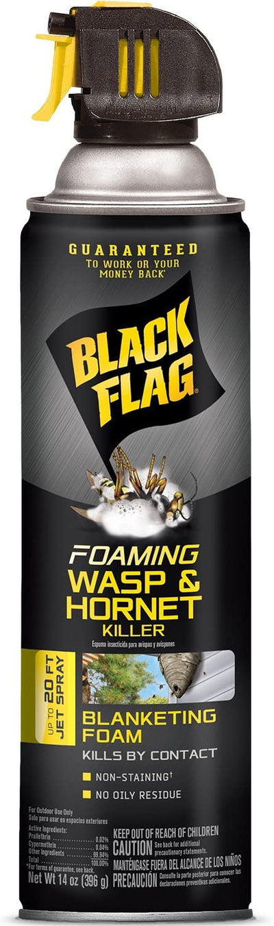 Black Flag Foaming Wasp & Hornet Killer, Kills Wasps and Hornets Nests By Contact, 14 Ounce (Aerosol Spray)