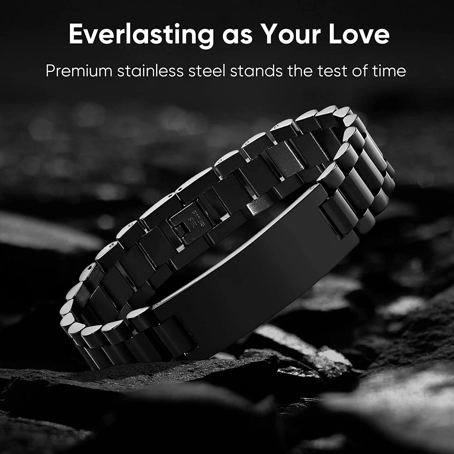 Watch Band Stainless Steel Link Bracelet Personalized Engraved DAD Jewelry Gift for Men DAD Father