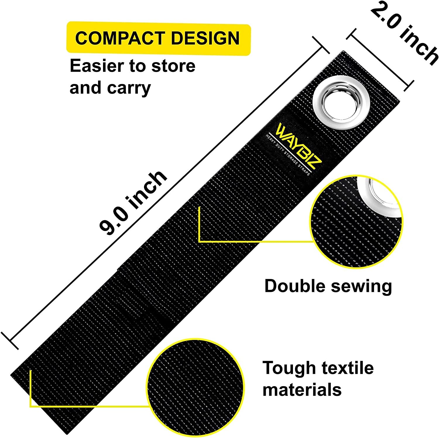 Extension Cord Nylon Storage Straps Holder Organizer,  Heavy Duty Hook and Loop Wraps Ties for Cables Wires Ropes Pool Hoses Pack of 4 Large (2’’ x 13’’), Useful for Garage, RV, Basement, Boat