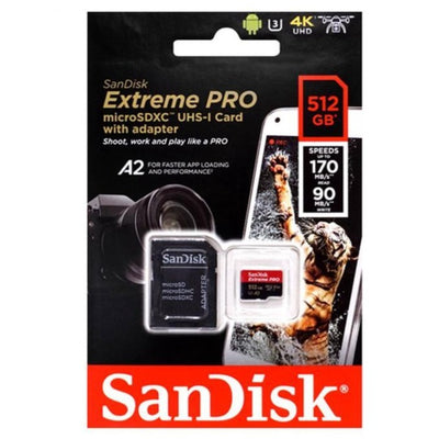 SanDisk Extreme Pro 512GB MicroSD XC Memory Card 170MB/s UHS U3 A2 V30 512GB MicroSDXC