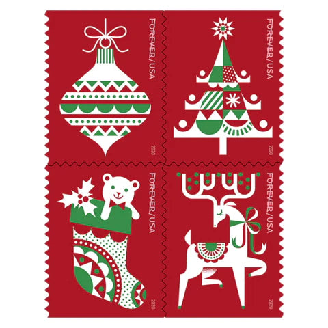 USPS Holiday Delights 2020 Forever Stamps - Booklet of 20 Postage Stamps