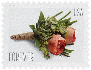 USPS Celebration Boutonniere 2017 Forever Stamps - Booklet of 20 Postage Stamps