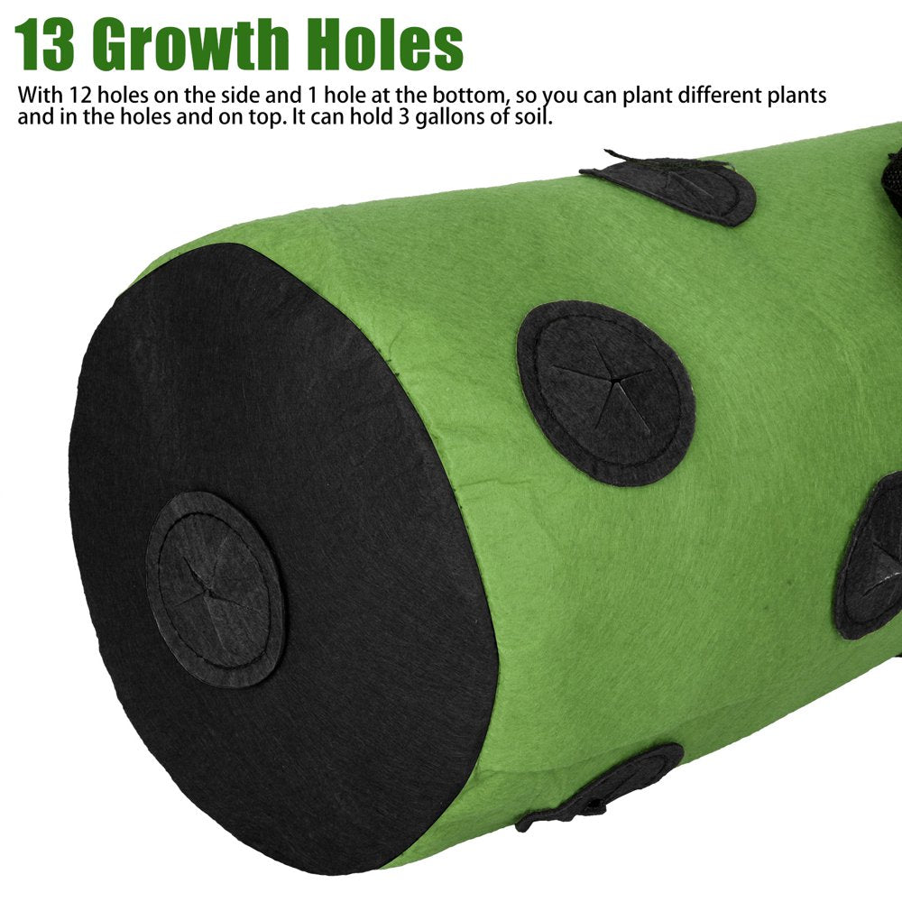 2Pcs Strawberry Grow Bags, 13 Holes Upside-Down Hanging Planters for Tomato, Chili, Pepper, and Vegetable, Green