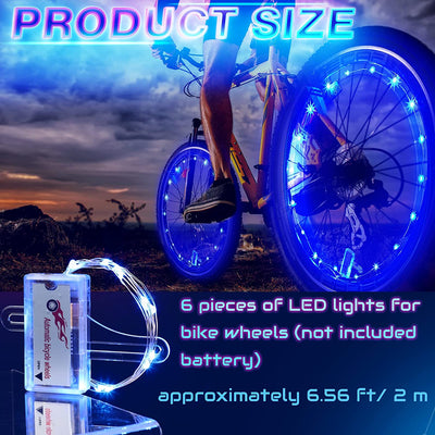  6 Pcs Tire Pack LED Bike Lights for Wheel Bicycle Spoke Lights Bright Blue Waterproof Bike Lights for Night Riding