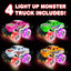 Artcreativity Light up Monster Truck Set for Kids,- Includes 4, 6 Inch Trucks with Beautiful Flashing LED Tires,- Push N Go Toy Cars for Boys and Girls,- Best Gift for Kids Age 3 - 6 Years Old and Up