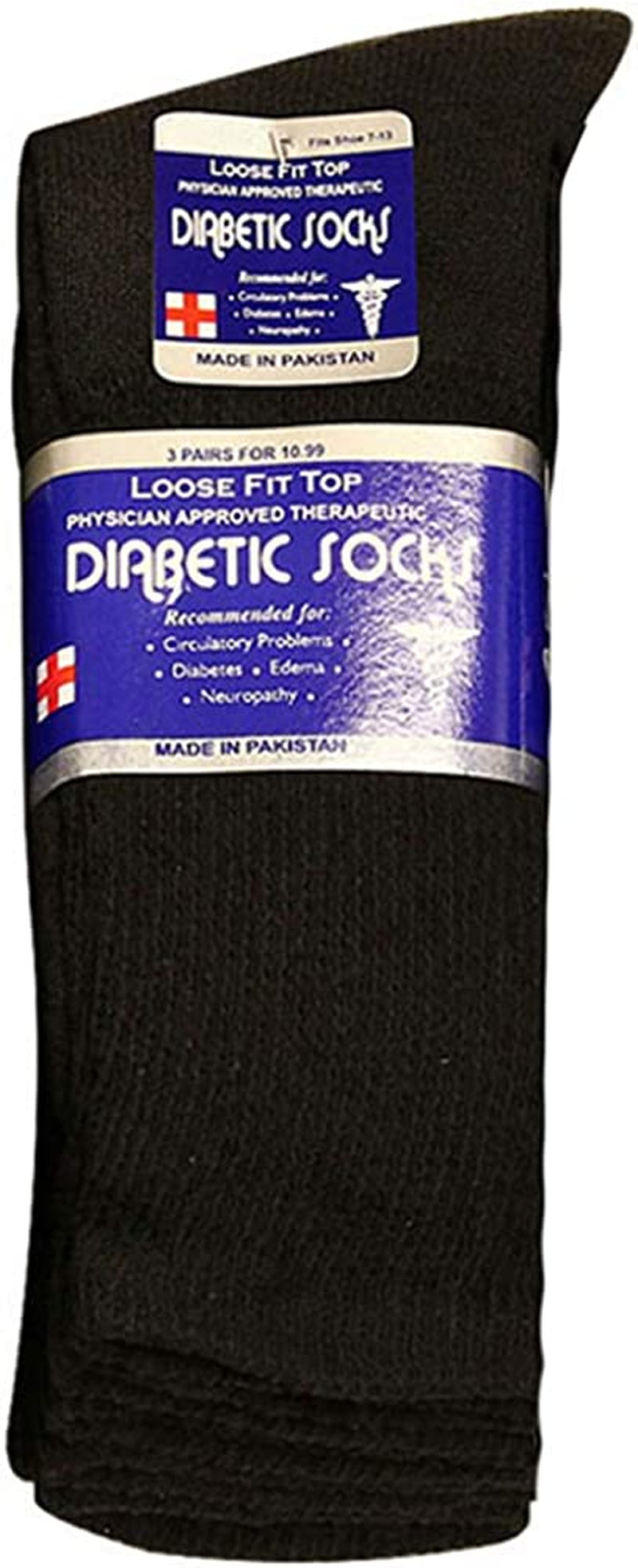 Physicians Approved Diabetic Socks Crew Unisex 3, 6 or 12-Pack