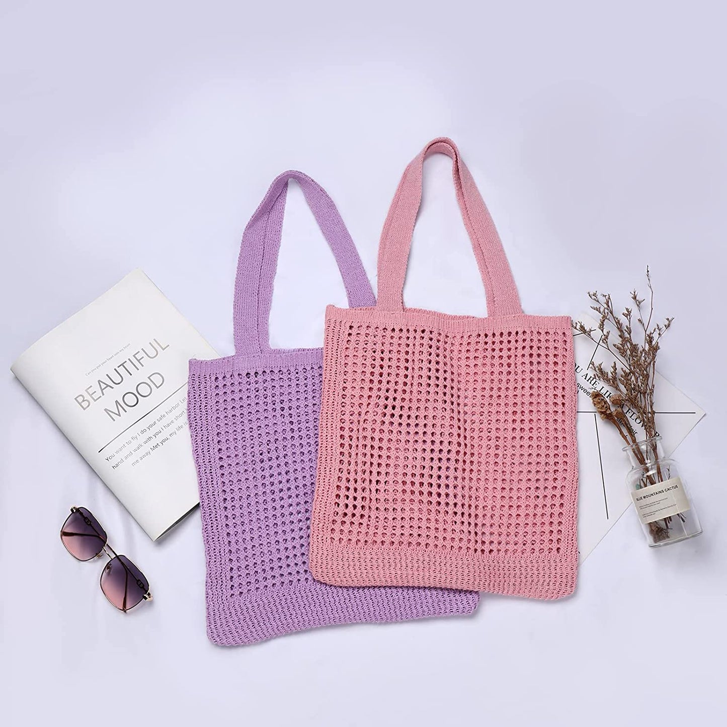  Straw Mesh Tote Bag for Women