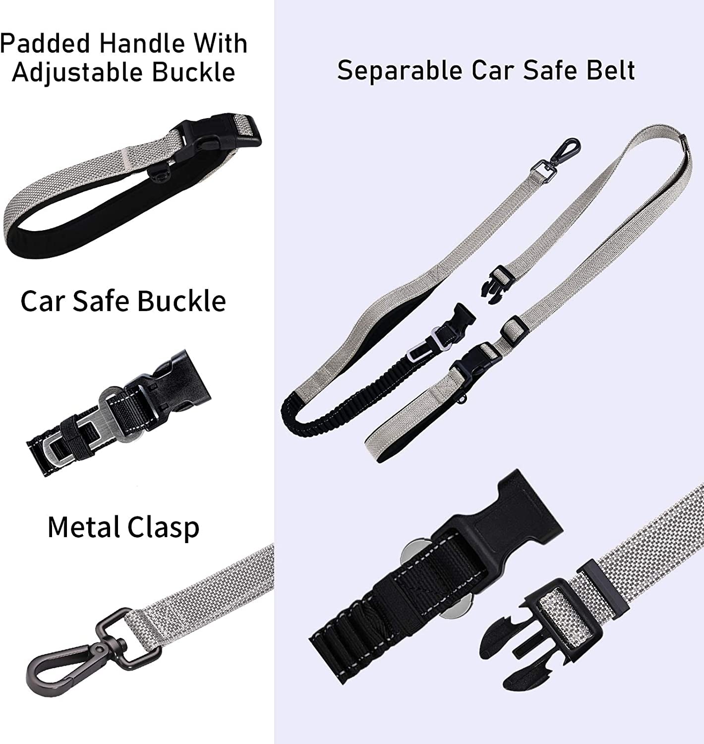  Heavy Duty Hands Free Dog Leash for Training, Hiking, Running or Jogging with Durable Bungee