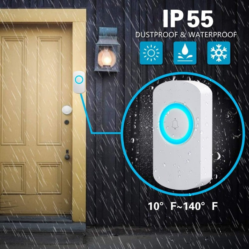 Mini Waterproof Wireless Door Bell Operating at 1000 Feet with 32 Melodies,4 Volume Levels & LED Flash
