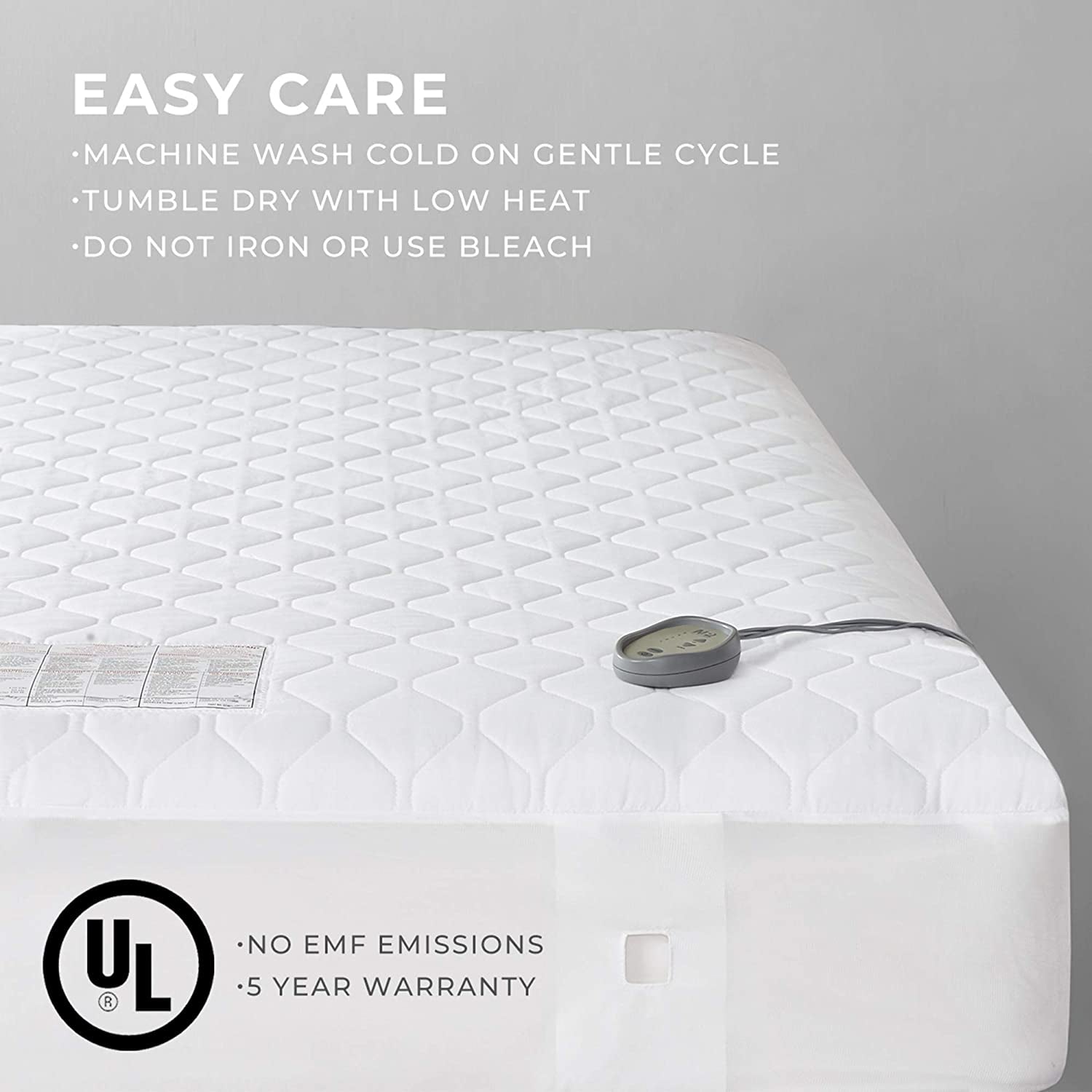 MP2 Twin Sized Heated Mattress Pad | Plush Bed Pad Heater and 10 Hour Shut off | Fits up to 19" with 5 Heat Settings | Single Controller - 39" X 75"