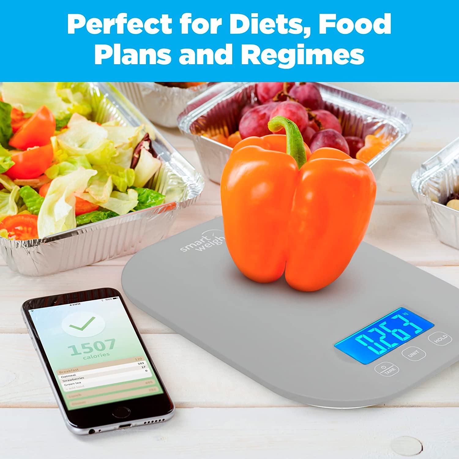 Smart Weigh 11 lb. Digital Kitchen Food Scale, Mechanical Accurate Weight Scale with 5-Unit Modes, Grams and Ounces for Weight Loss,Weighing Ingredients, Dieting, Keto Cooking , Meal Prep and Baking