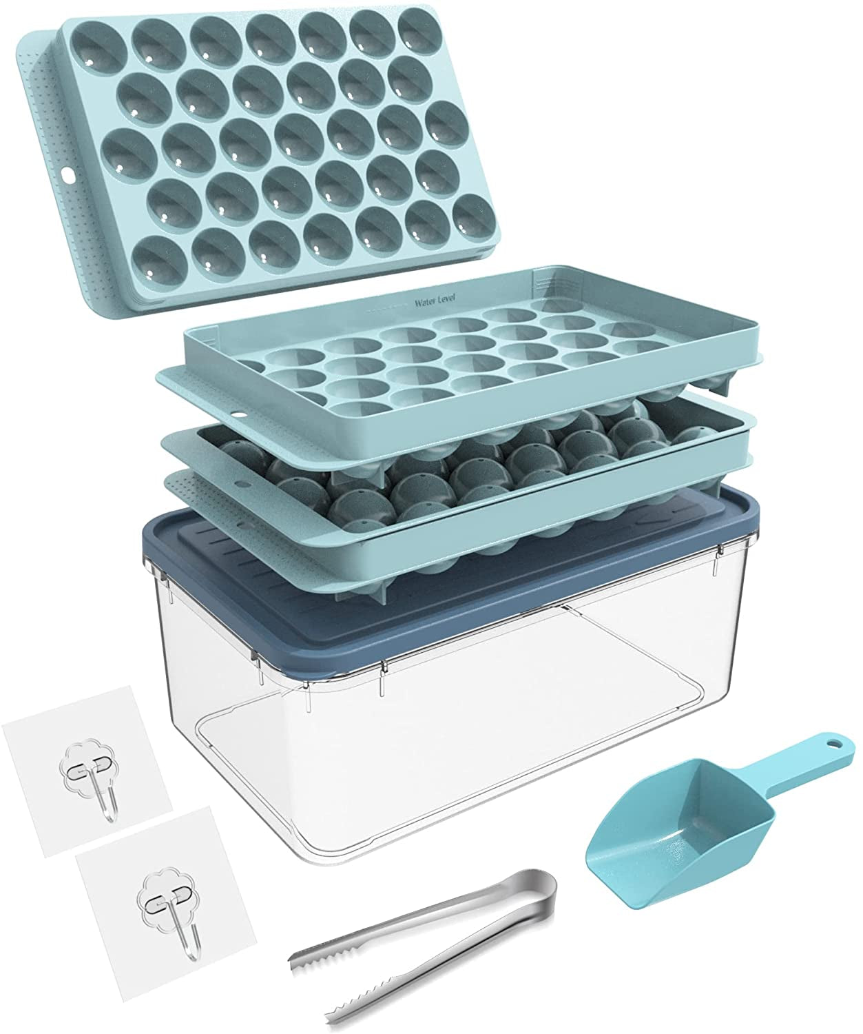 Round Ice Trays for Freezer with Lid and Bin