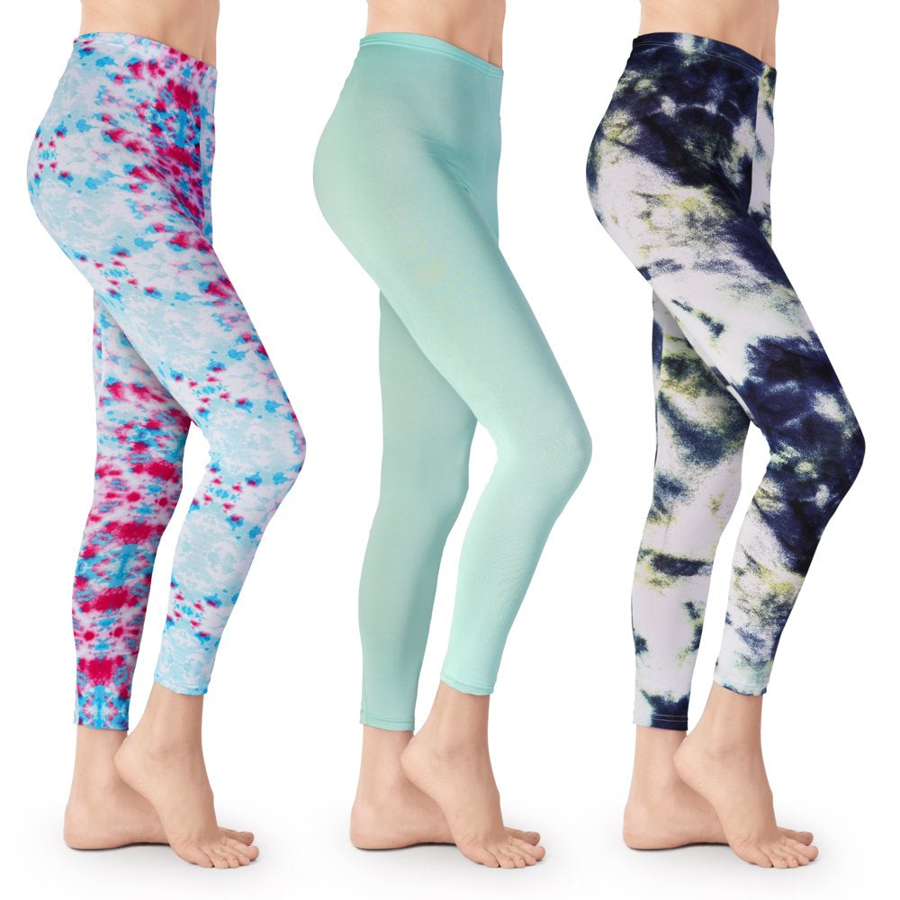 3 Pack Tie Dye Leggings for Women Athletic Casual Lounge and Yoga Pants Double Brushed