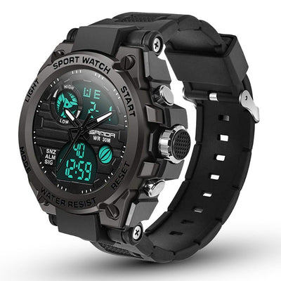 Men's Military Tactical Watch, Digital Sports Outdoor Watch for Men, Waterproof Analog Wristwatch, Large Face Alarm Dual Time Army Watches with LED Stopwatch Calendar Day Date
