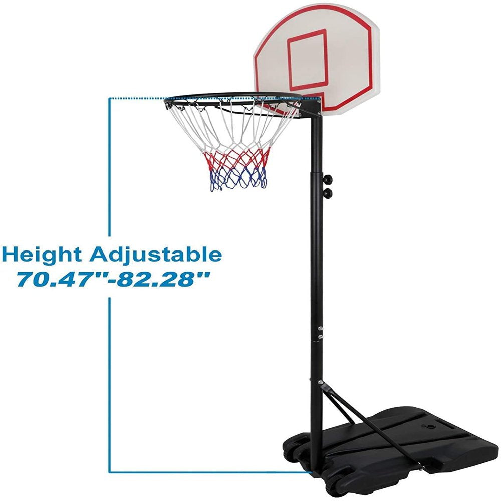  70" - 82" Height Adjustable Portable Basketball Hoop Stand System for Kids