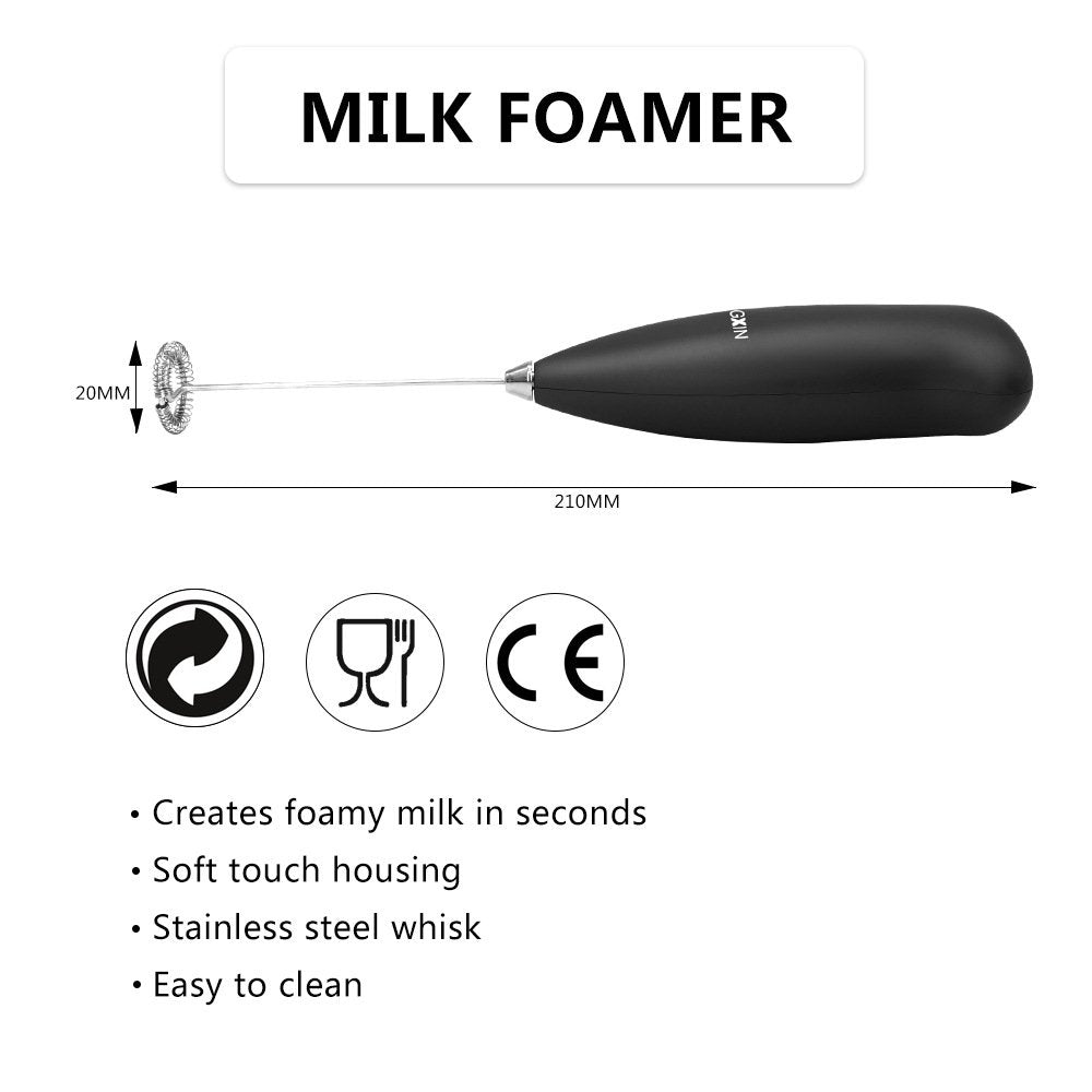 Milk Frother Rechargeable, Handheld Electric Whisk Foam Maker for Lattes, Matcha, Cappuccino, Frappe, Hot Chocolate