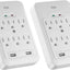 KMC 6-Outlet Surge Tap, 2 USB Ports (3.4A), 980 Joules Surge Protector, White (2 Pack)