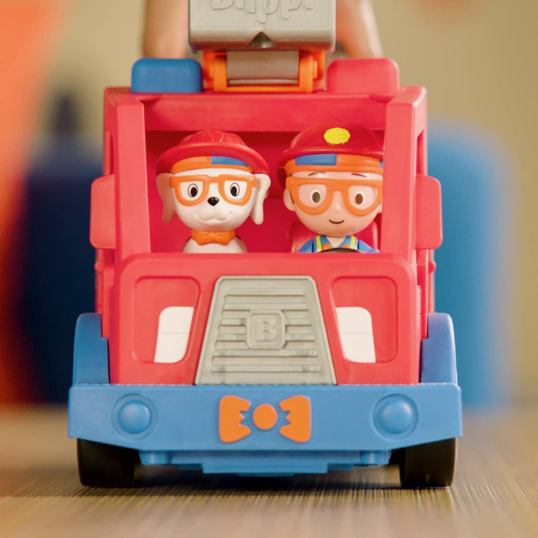 Blippi Fire Truck - Fun Freewheeling Vehicles with Freewheeling Features Including 3 Firefighter and Fire Dog, Sounds and Phrases - Educational Vehicles for Toddlers and Young Kids