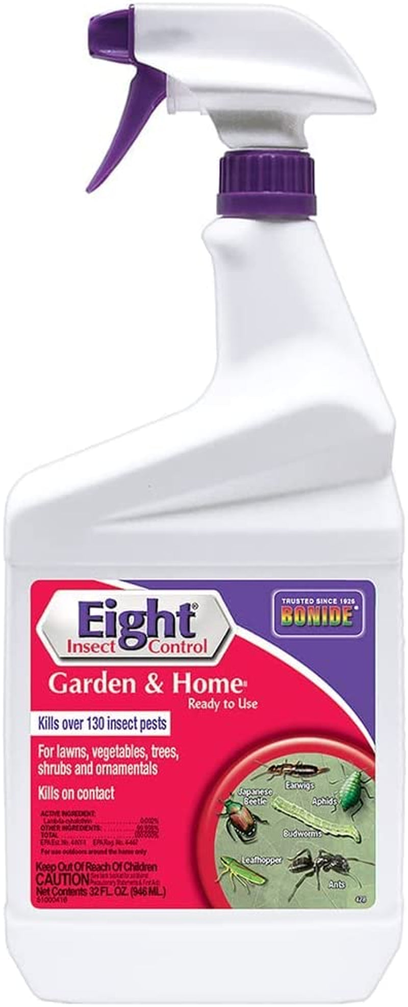 Bonide Eight Insect Control Garden & Home, 32 oz Ready-to-Use Spray Insecticide for Outdoor Use, Kills Beetles, Ants, Aphids