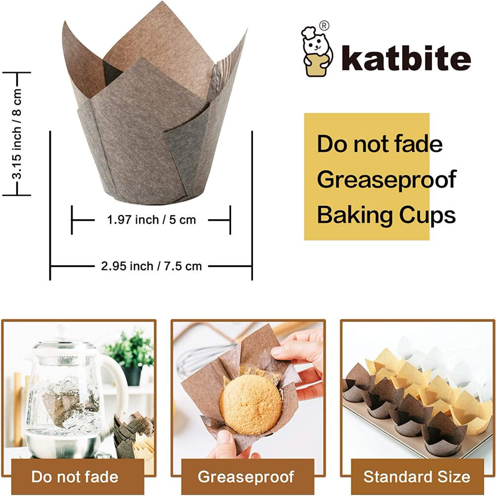 Katbite Tulip Cupcake Liners 200PCS, Muffin Baking Cupcake Liners Holders