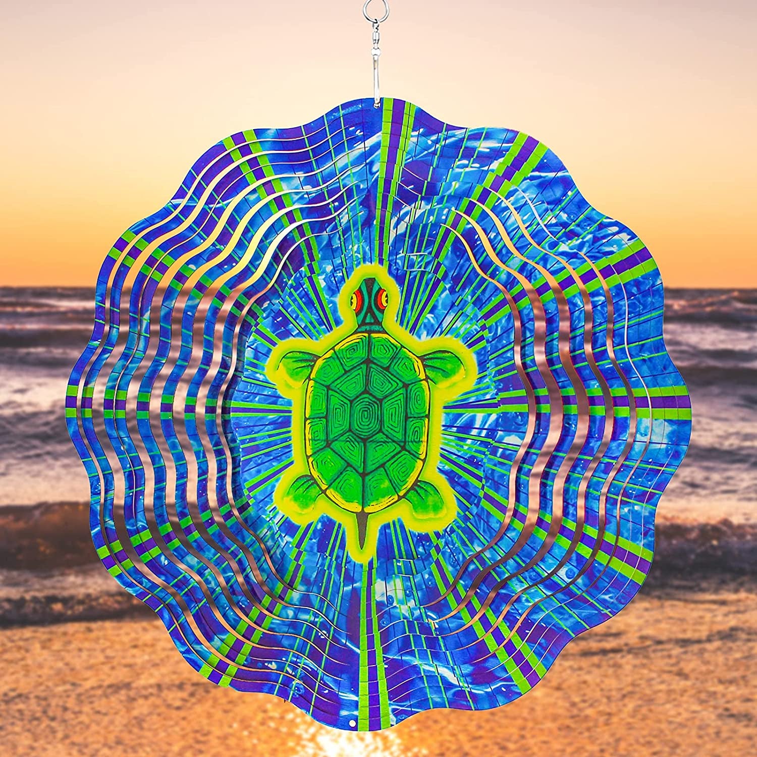 3D Sea Turtle Spinner Craft Yard Decor,Kinetic Outdoor Metal Wind Catchers,6 inches Small Tortoise Hanging Spinner Indoor Home Ornaments,Stainless Steel Wind Sculptures & Spinners