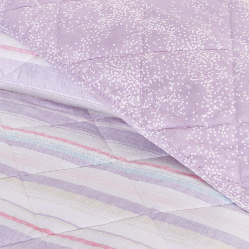 Lavender Stripe Reversible Organic Cotton Blend Quilt