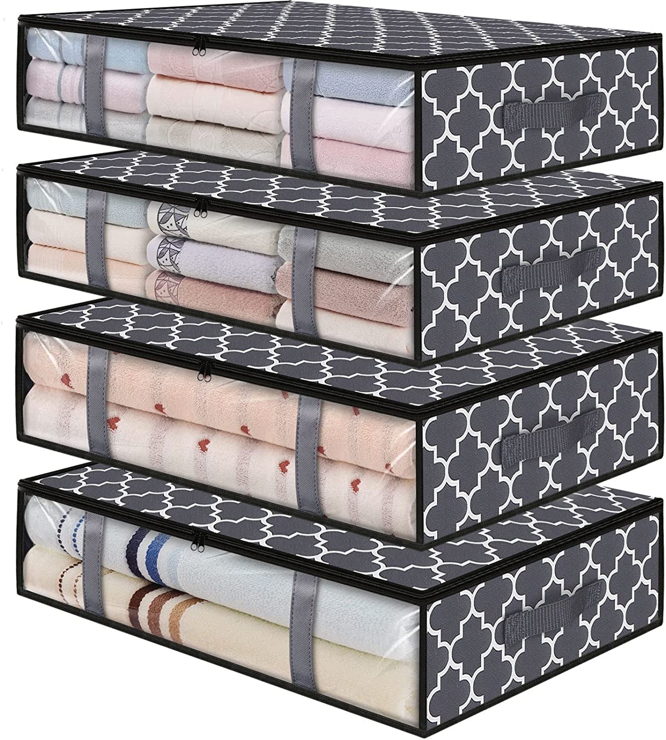 Storage Bins, under Bed Storage Containers, Foldable Clothes Storage Box, Storage Organizer, with Handles, for Comforter, Blanket, Clothing, Sweaters, Pillows, Toys