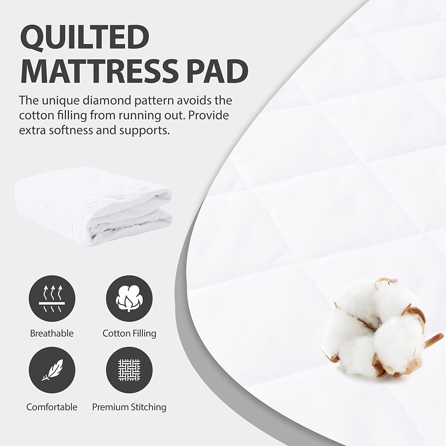 2 Pack Twin XL Size Quilted Fitted Mattress Pad, Waterproof Breathable Soft Mattress Protector, Deep Pocket Fitted Style Bed Cover, Vinyl-Free