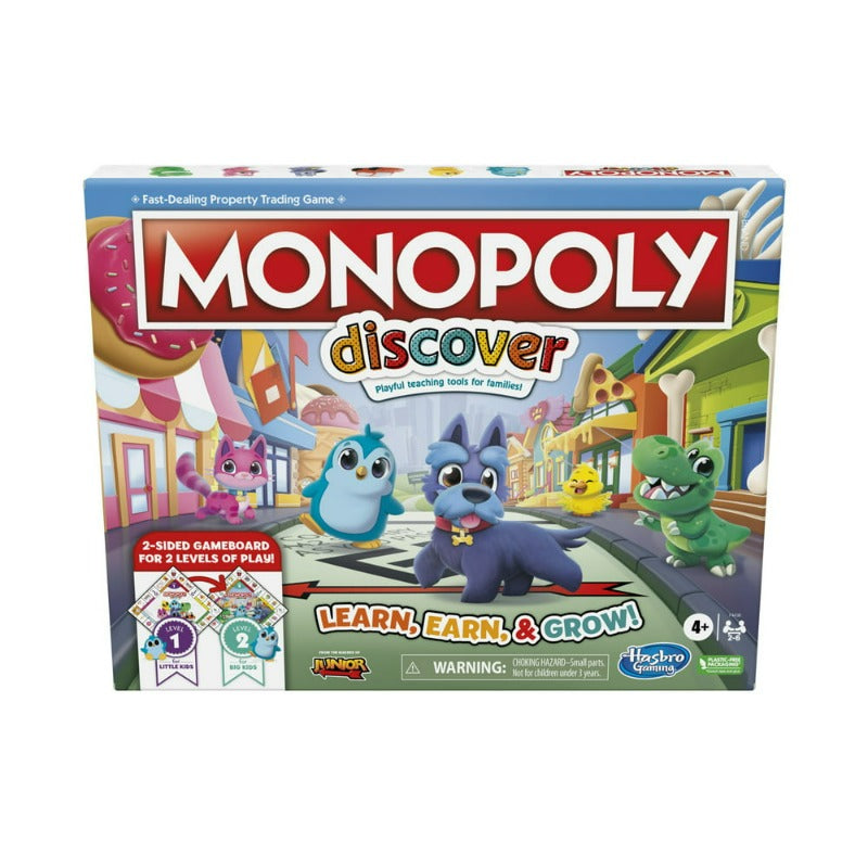 Monopoly Discover Board Game, 2-Sided Gameboard, Playful Teaching Tools for Families