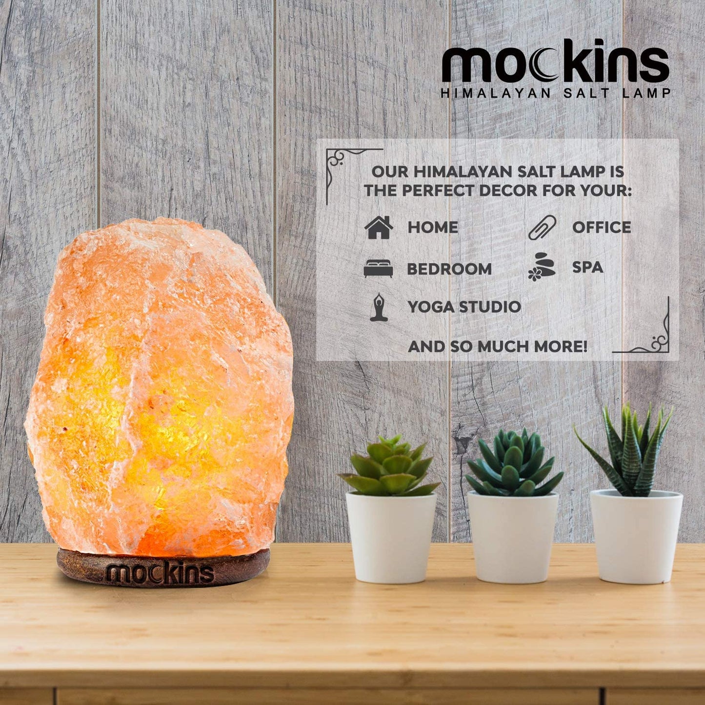 Authentic 2 Pack 7-9" Tall 6-8Lbs Natural Hand Carved Himalayan Salt Lamp with On/Off Switch & Beautiful Wood Base - Includes Light Bulb | Authentic from the Himalayan Mountains in Pakistan