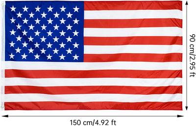 2 Pcs US American Flag 3x5 Foot | Flag of USA | Weatherproof US Flags with Brass Grommets | Polyester USA National Flag for Outdoor Garden 2022 World Cup Party Celebration Decorations