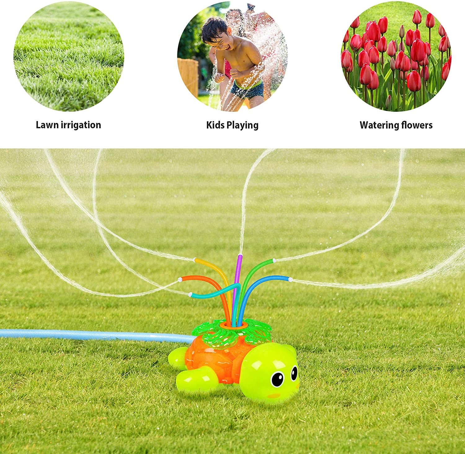  Backyard Rotating Turtle Sprinkler with Swing Tube - Splashing Toy for Summer 