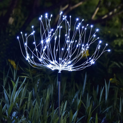  Solar Firework Lights - 150 LED 8 Modes Outdoor Solar Garden Deorative Lights, Copper Wires String Landscape Stake Light for Walkway Patio Lawn Backyard Christmas Decoration (Cool White)