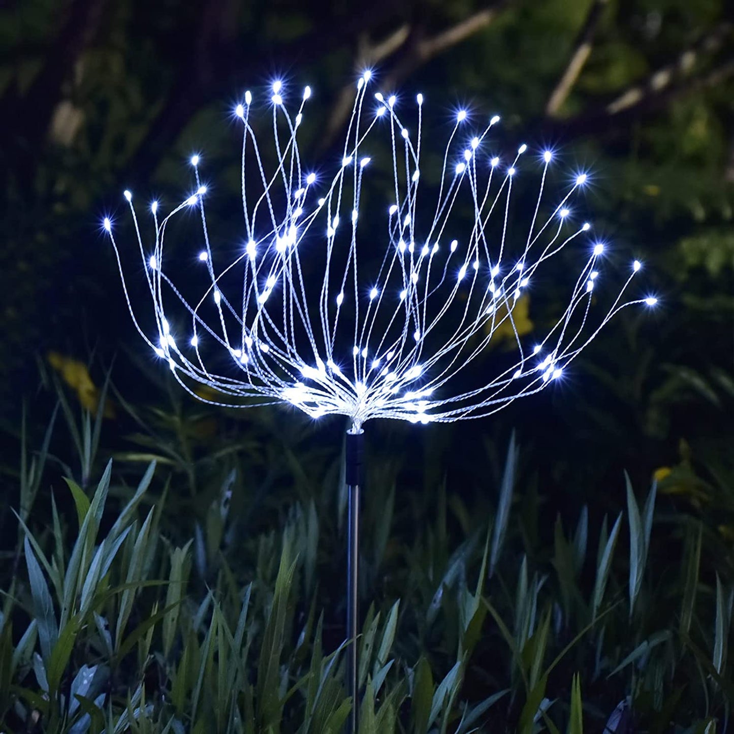  Solar Firework Lights - 150 LED 8 Modes Outdoor Solar Garden Deorative Lights, Copper Wires String Landscape Stake Light for Walkway Patio Lawn Backyard Christmas Decoration (Cool White)