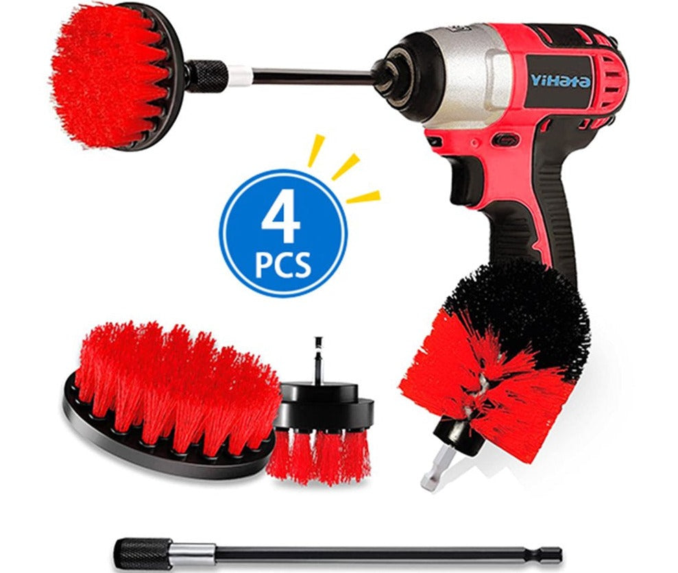  4 PCS Drill Brush Attachment Set Power Scrubber Drill Cleaning Brush Kit for Bathroom, Floor, Tub, Shower, Grout, Tile and Kitchen Surface