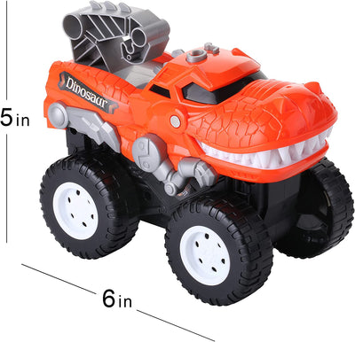 Dinosaur Monster Trucks - Set of 2 Battery Operated Toddler Truck Car Toys, Mouth Opening Monster Truck with Lights & Sounds - Roaring T-Rex, Perfect Dinosaur Shark Kids Toys for Boys & Girls