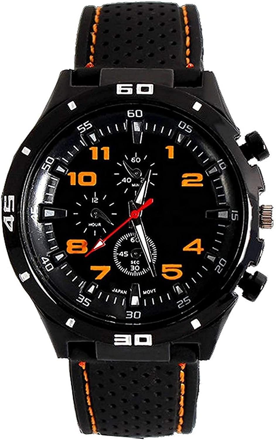  Men's GT Racer Sport Watch Military Pilot Aviator Army Style Black Silicone Mens Watch