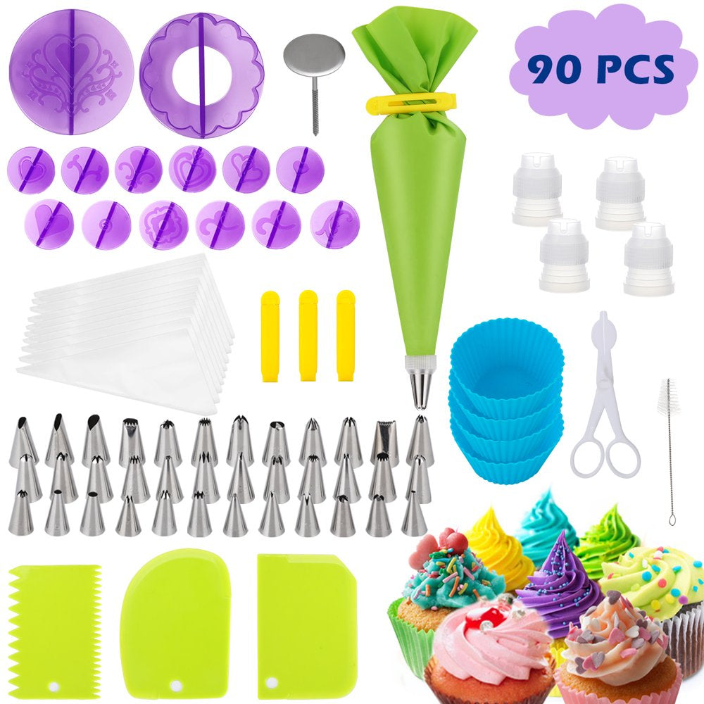 90 Pcs Pastry Kit Professional Cake Turntable Utensils Kit, Baking Tools for Beginners and Professional Users