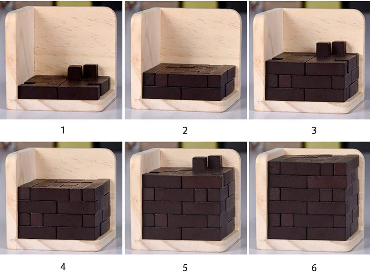 Wooden Brain Teaser Puzzle Cube Wooden Puzzles T-Shaped Jigsaw Logic Puzzle Educational Toy for Kids and Adults