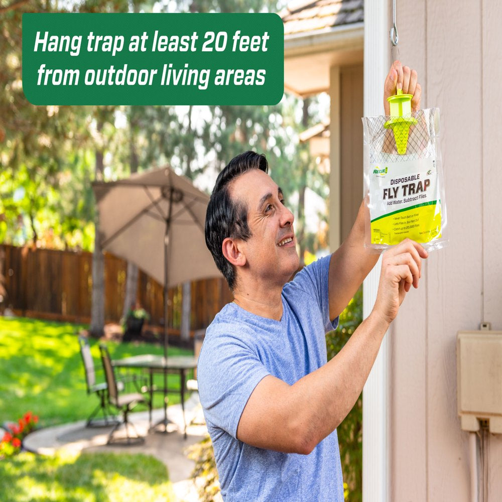 RESCUE! Outdoor Disposable Hanging Fly Trap, 6 Count