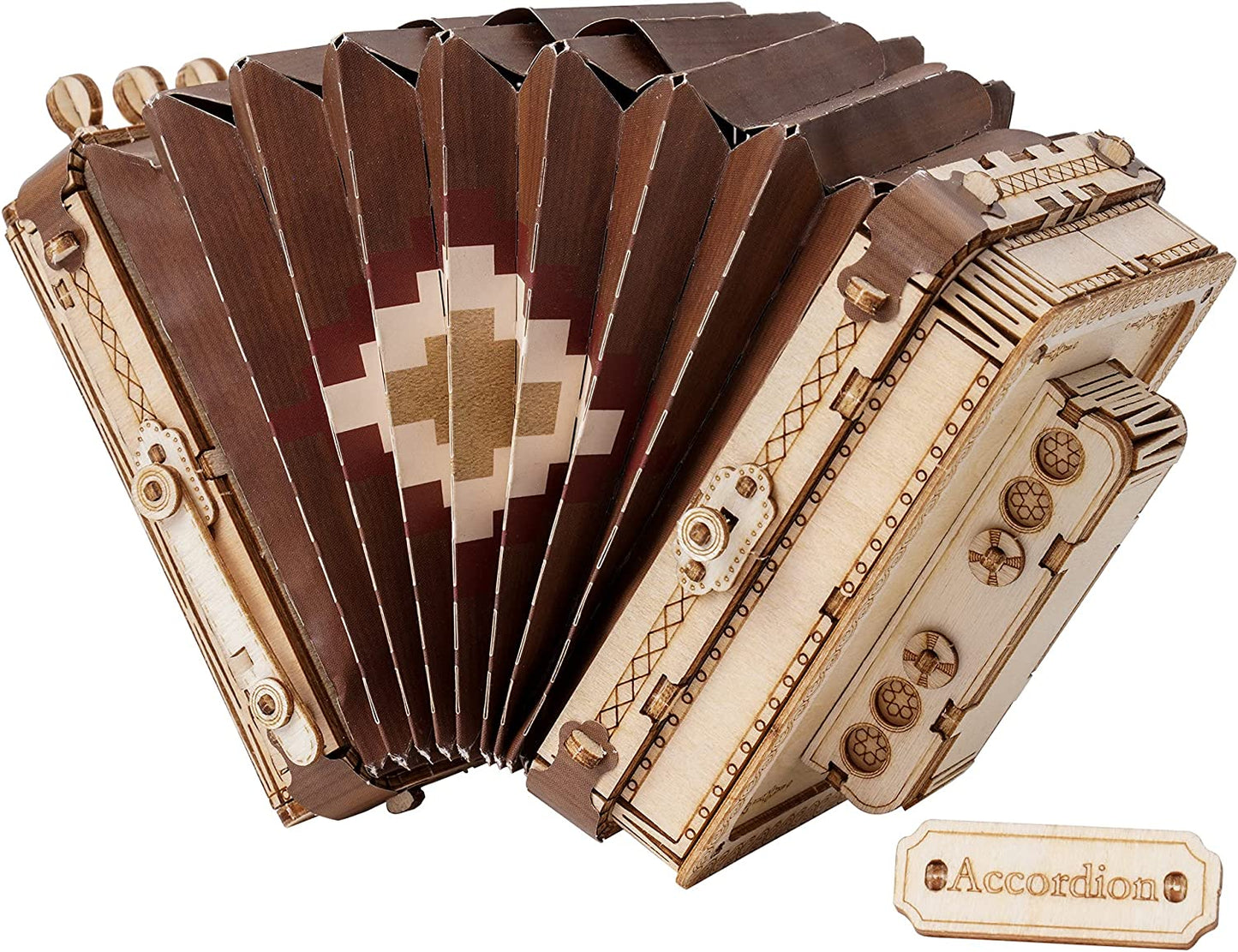 3D Wooden Puzzles for Adults Accordion Musical Instrument Model