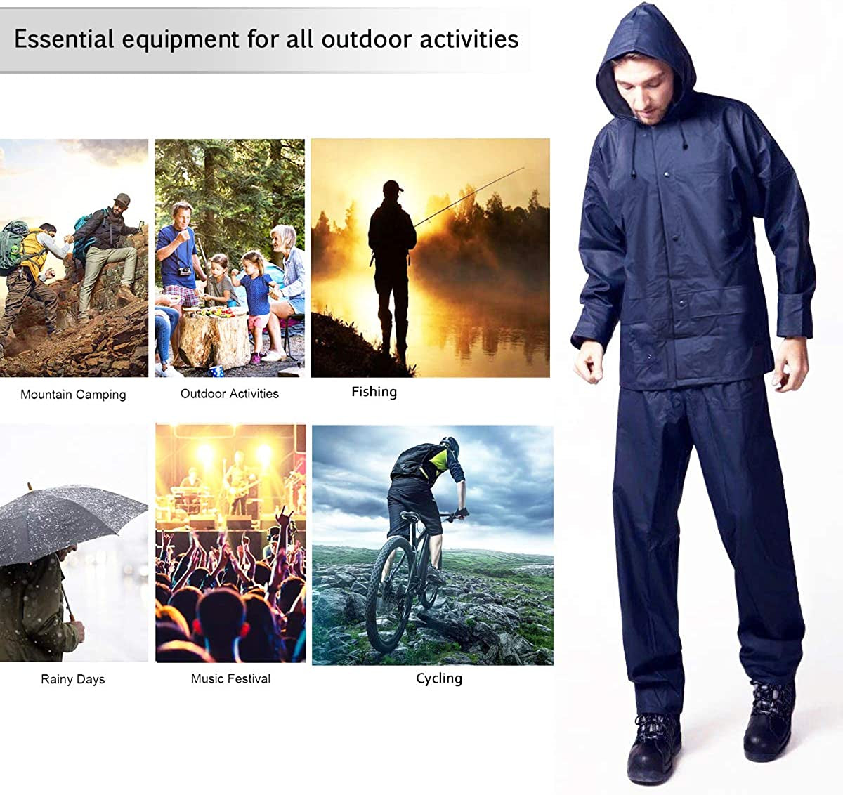 Men's Ultra-lite Waterproof Rain Suit for Golf,Hiking,Travel Running