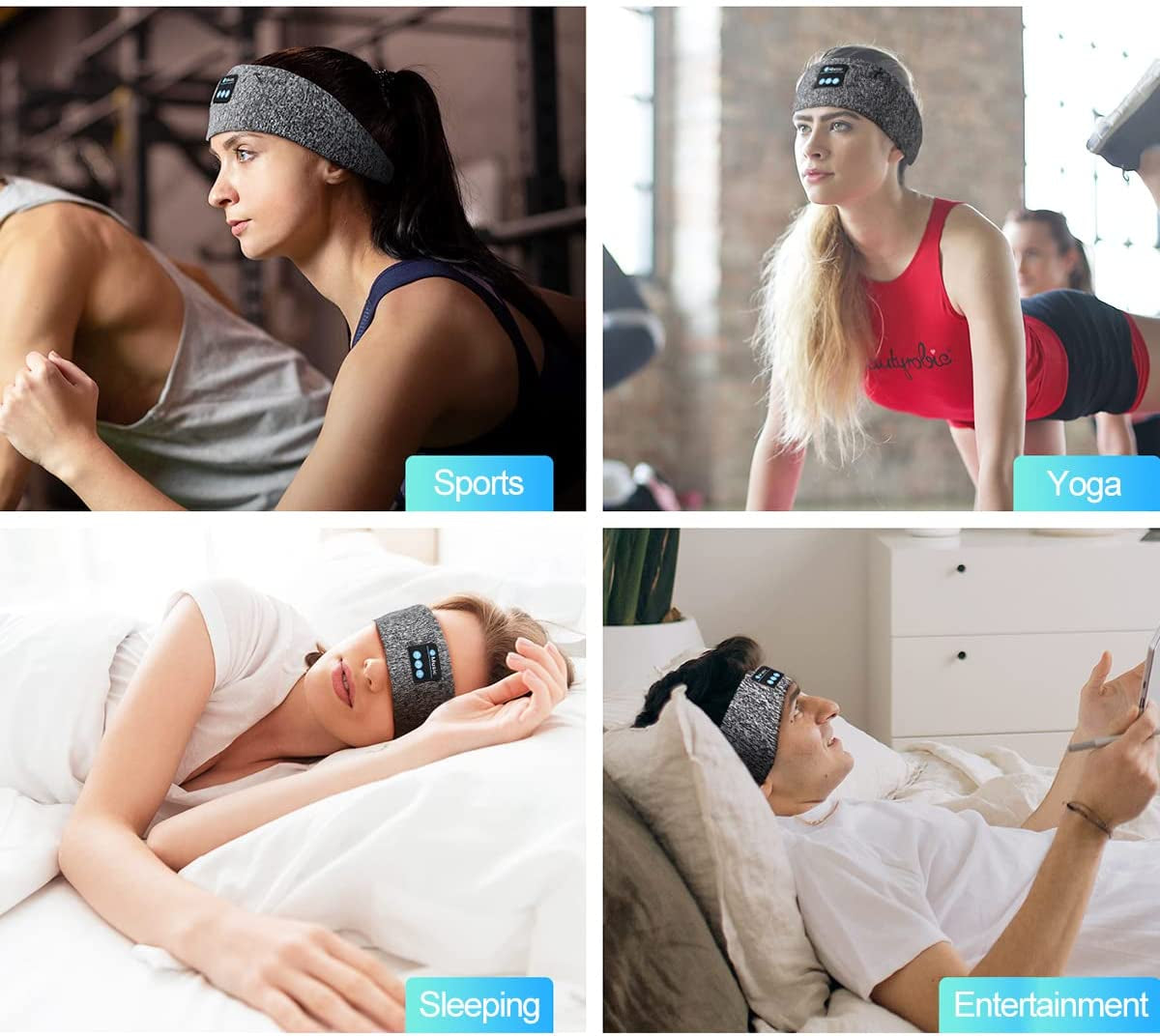 Sleep Headphones Wireless Headband Sports Earphones, Bluetooth Music Earbuds Soft Sleeping Mask Headsets with Ultra-Thin HD Stereo Speaker Perfect for Workout/Yoga/Running/Air Travel/Meditation