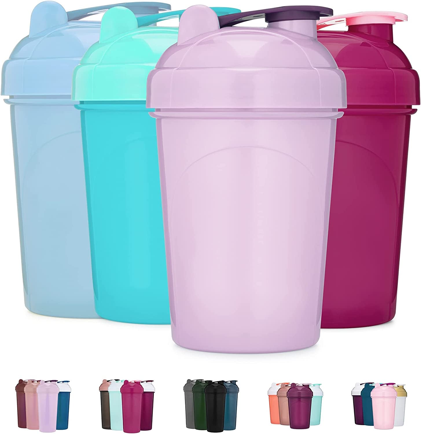 4 Pack Shaker Bottle | Protein Shaker Cup 4-Pack with Agitators | Protein Shaker Bottle Set is BPA Free and Dishwasher Safe