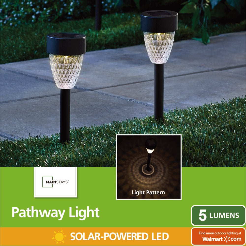 (12 Count) Solar Powered Black Tapered LED Path Light, 5 Lumens 