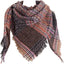 Womens Warm Scarf Triangle Shawls Winter Scarves Stripe Plaid Fichu Rough Surface