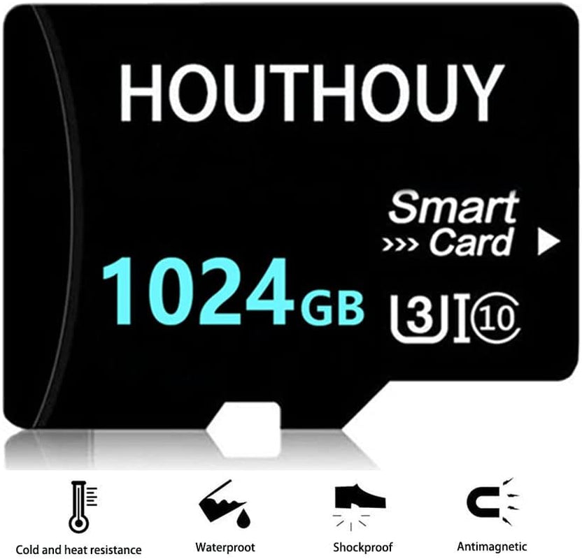 TF Card 1TB Memory Card 1024GB Class 10 High Speed TF Memory Card with Adapter TF Card for Pc, Phones, Tablet, Bluetooth Speaker, Drone, Dash Camera