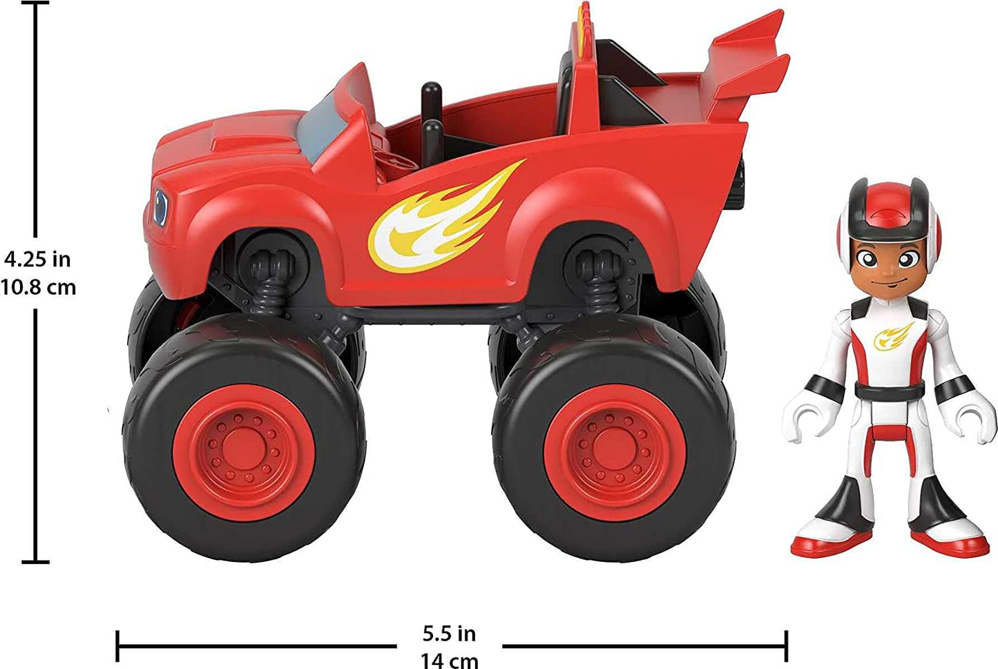 Fisher-Price Blaze and the Monster Machines Blaze & AJ, Large Push-Along Monster Truck with Poseable Figure for Preschool Kids Ages 3 and Up