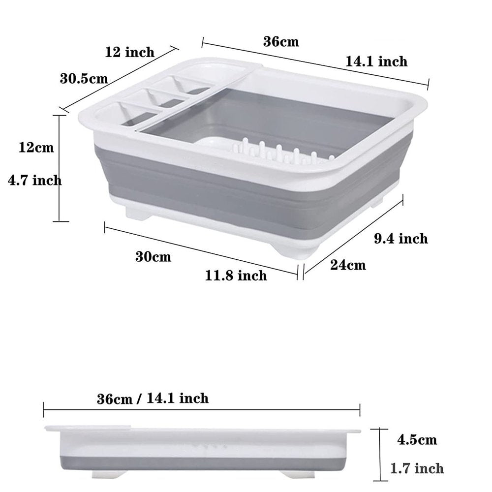 Collapsible Dish Drying Rack - Popup and Collapse for Easy Storage, Drain Water Directly into the Sink, Room for Eight Large Plates, Sectional