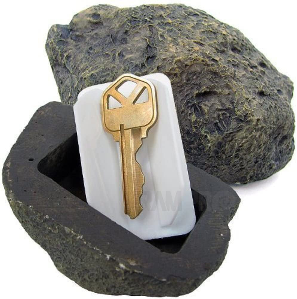  2Pc Hide-a-Spare-Key Fake Rock - Looks & Feels Like Real Stone - Safe for Outdoor Garden or Yard, Geocaching